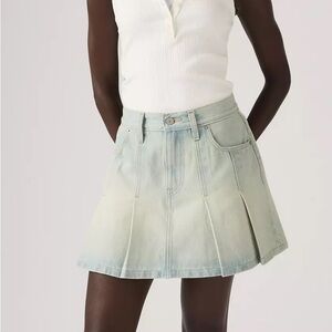 Levi's Sky Blue Denim Pleated Mini Skirt